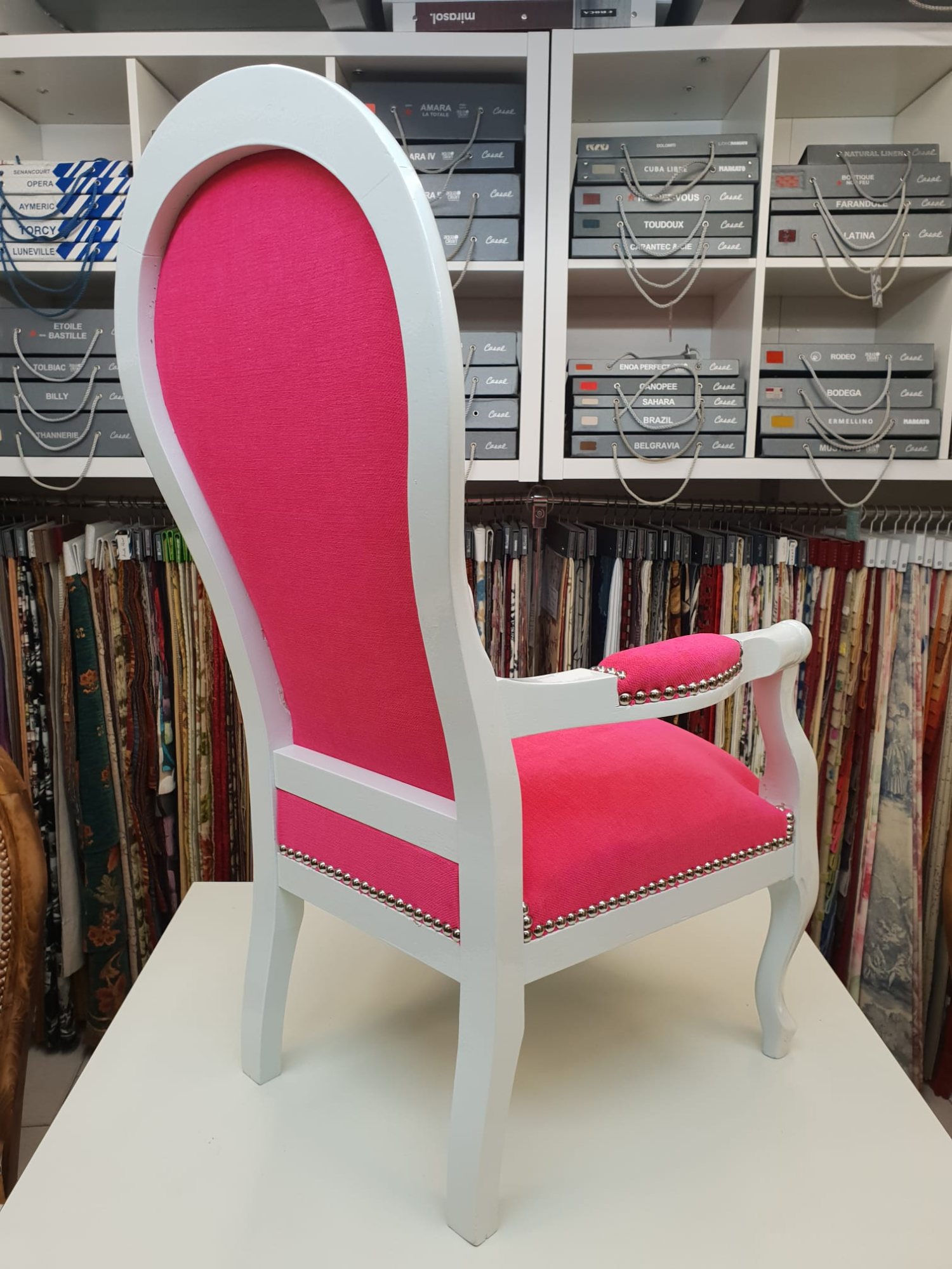 Bergère, velours fuchsia