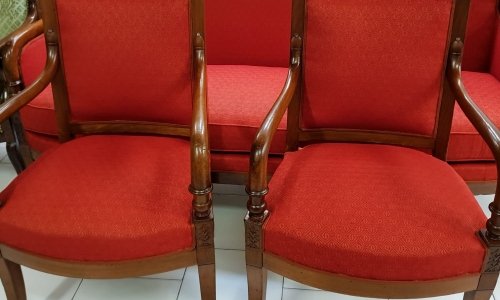 Ensemble divan + 2 chaises reconstitué par tapissier matelassier