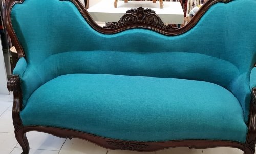 Sofa bleu par tapissier matelassier Montpellier